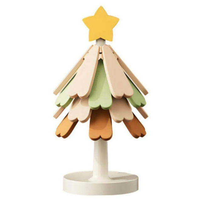 Posavasos de Silicona con Forma de Árbol de Navidad, Resistente Al Agua y Al , con 4 Posavasos Desmontables, Teteras y Portavasos, Color Amarillo.