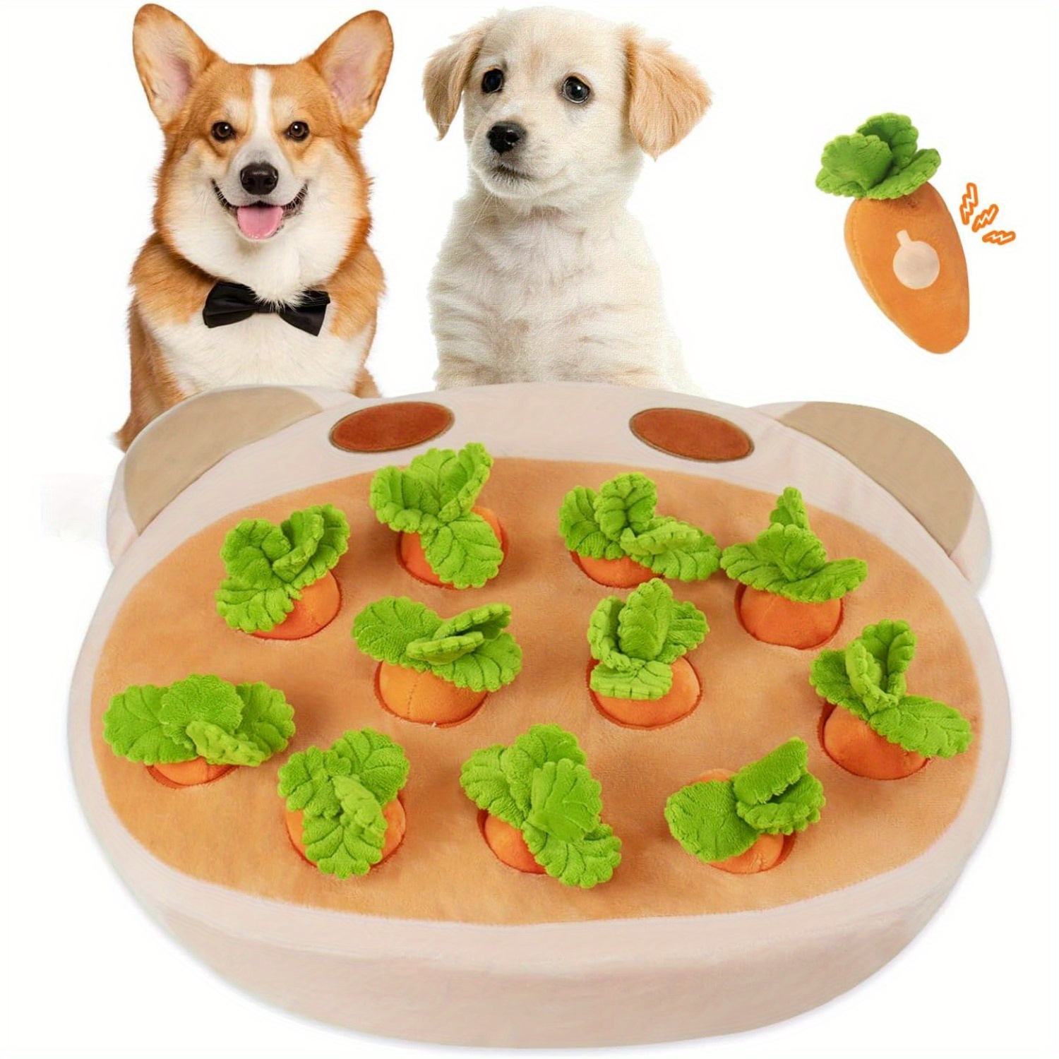 Plush Puzzle Toys for Small Dogs Hide and Seek Squeaky Carrots Dog Toys, Carrot Dog Enrichment Toys Includes 11 Carrots Toys, Pink