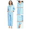 thumbnail image 2 of Apparonia Women's Pajama Sets 100% Cotton Flannel Ladies PJs Button Front Top Drawstring Bottoms Sky Petal XL, 2 of 5