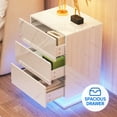 thumbnail image 6 of Dextrus 3 Drawers Modern LED Nightstand, UV High Gloss Bedside Tables Nightstand with Drawer, White, 6 of 9