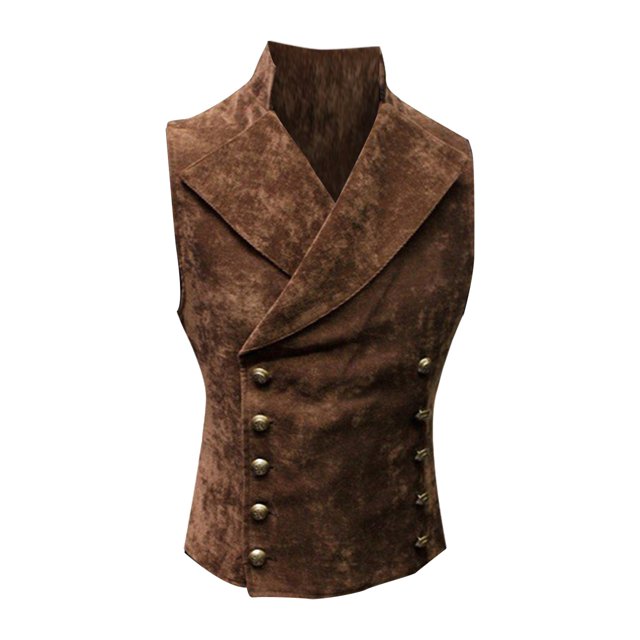 Outfmvch Hoodies for Men Retro Collar Solid Color Button Vest Womens Tops Mens Sweaters Brown