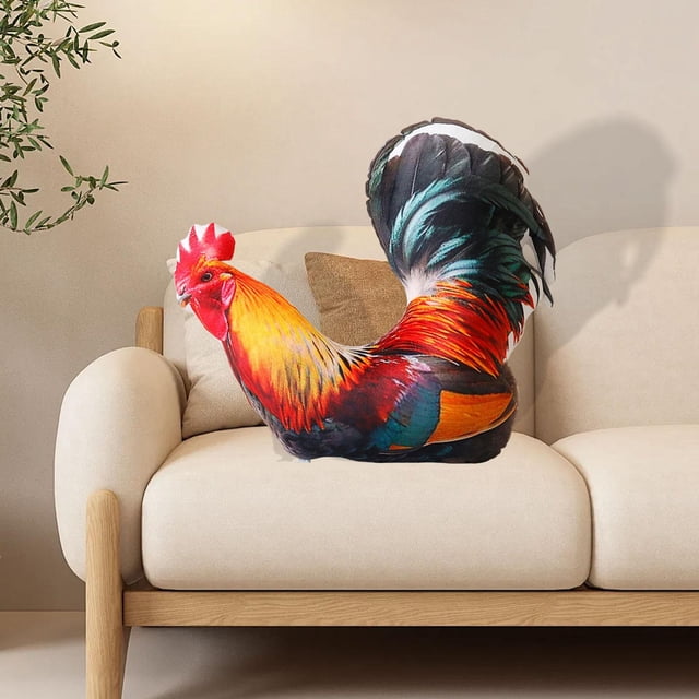 Peluche de animal de simulación, muñeco de peluche, almohada decorativa, juguetes abrazables para niños, divertido cojín de peluche para niños, niñas Gallo