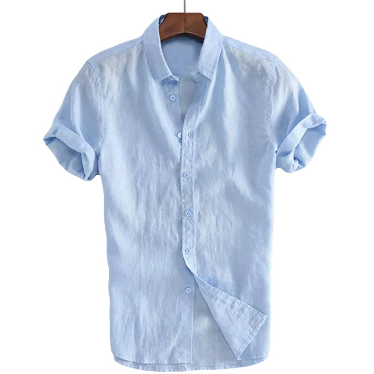 Men s Blouse Linen Shirts Casual Tops Short Sleeve Tee Shirts