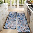 thumbnail image 4 of Kitchen Rugs Sets Of 2,Blue Paisley and Floral Pattern Anti Fatigue Kitchen Mat Rugs Non Slip Washable,Decorative Kitchen Floor Mats for Kitchen,Sink,Laundry,17"x47"+17"x47", 4 of 5