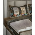 thumbnail image 2 of Ambesonne Christmas Fitted & Top Sheet Set with Shams, Snow Weather Rustic Style, Brown and Orange, 2 of 4