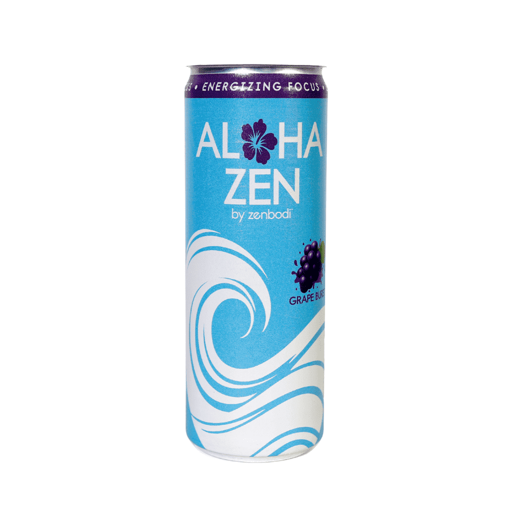 Zenbodi Aloha Zen Grape Burst - AWAKEN Functional Beverage - 12 oz (Pack of 12), No-Jitter Energy Drink, Contains L-Alpha GPC, Caffeine, and L-Theanine