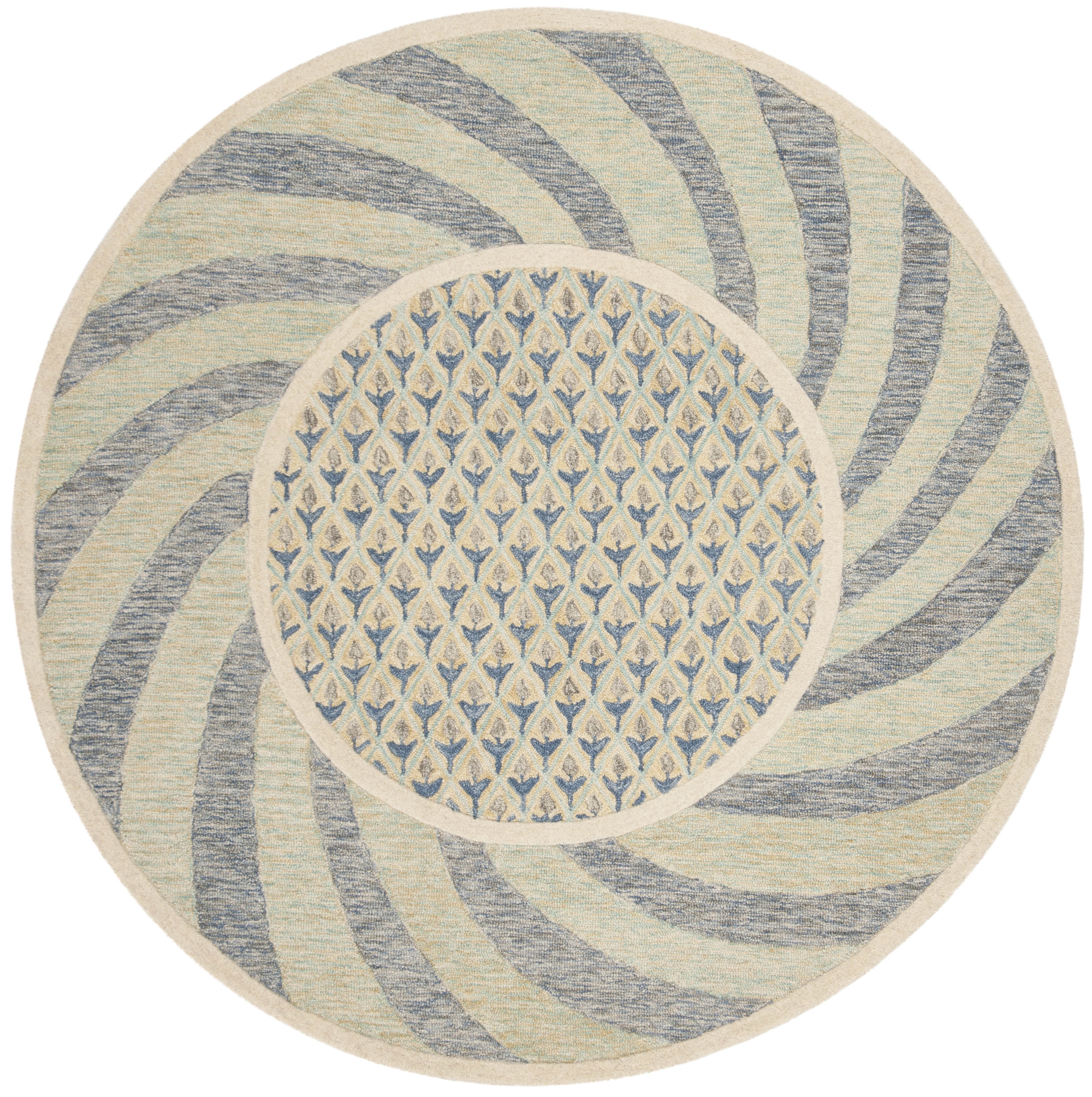 SAFAVIEH Novelty NOV108D Handmade Ivory Blue / Gold Rug