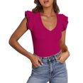 thumbnail image 1 of Remera PRETTYGARDEN Mujer Cuello en V Volados Sin Mangas Ajustada XXL, 1 of 8