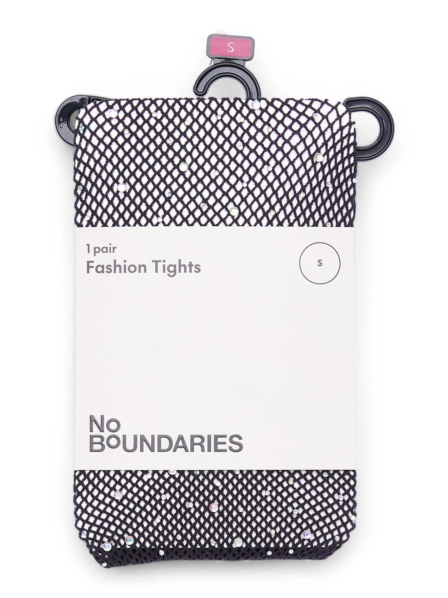 No Boundaries Juniors Rhinestone Fishnet Tights for Women, Sizes S-3XL