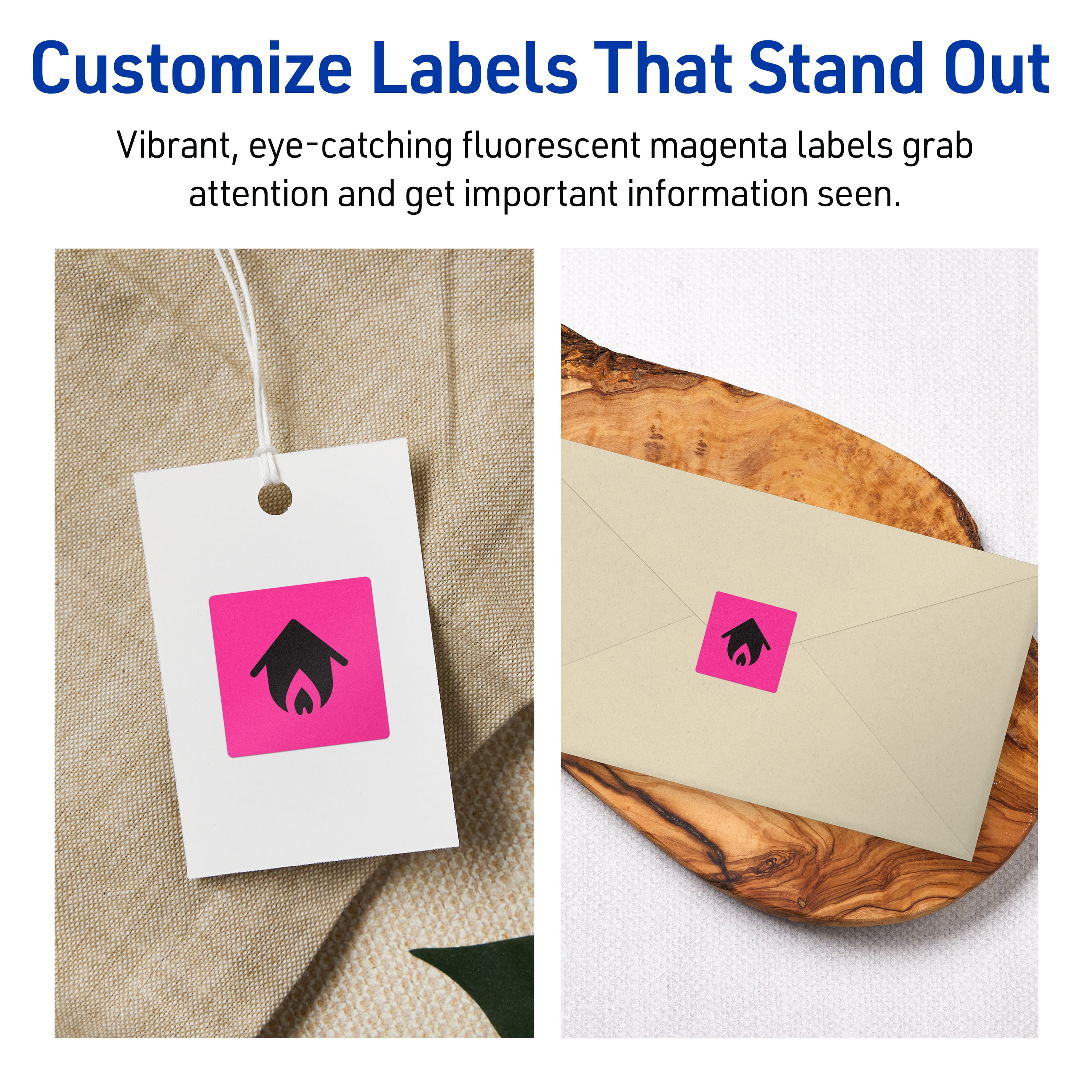 Avery Printable Square Labels, Neon Magenta, 1" x 1", 960ct