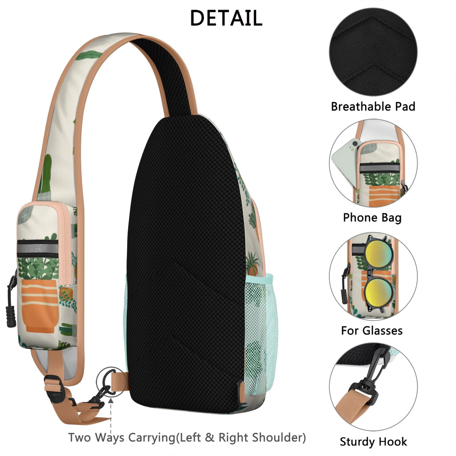 Tribal Folk Style Exotic Bohemian Outdoor Shoulder Bag for Women Men – Compact design, Outdoor-ready, Smooth-glide zippers – Ethnic Rustic Tribal Style Design for Travel, Hiking, Outdoor