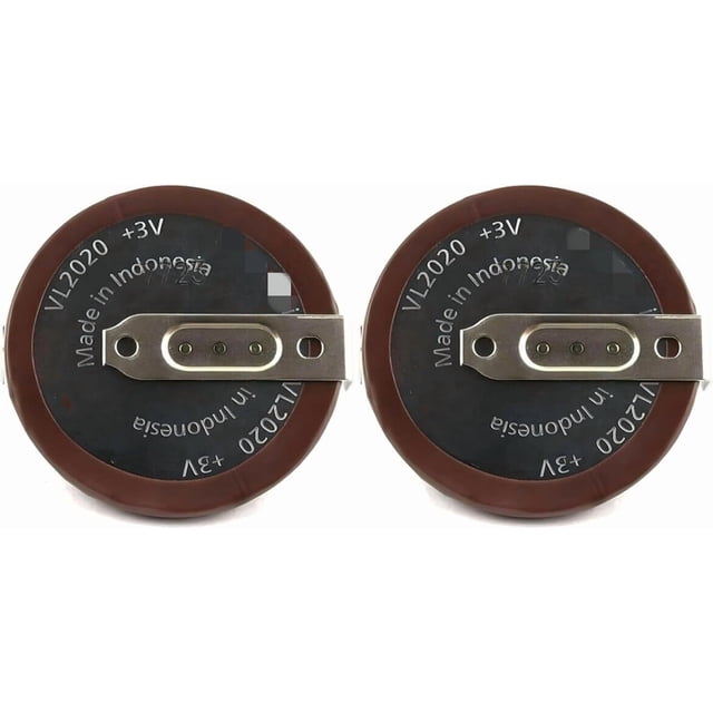 2 Pcs 3V 20mAh Remote Key Fob Rechargeable Battery Replacement Compatible With VL2020 90 Degrees