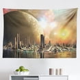 thumbnail image 1 of Cityscape Tapestry, Night View Hong Kong Victoria Harbor Business Financial District Cityscape Print, Fabric Wall Hanging Decor for Bedroom Living Room Dorm, 2 Sizes, Navy White, by Ambesonne, 1 of 1