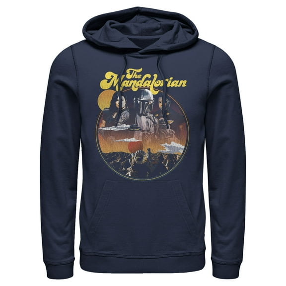 Men's Star Wars: The Mandalorian Razor Crest Crew  Pull Over Hoodie Navy Blue Medium