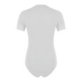 thumbnail image 4 of Lejafay Men's Short Sleeve Undershirt One Piece Leotard Top Press Button Crotch Shirt Bodysuit Slim White L, 4 of 7