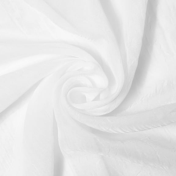 Crushed Crinkle Sheer Voile Fabric 118" Wide Window Curtain Drapery and Apparel per yard 100% polyester (White)