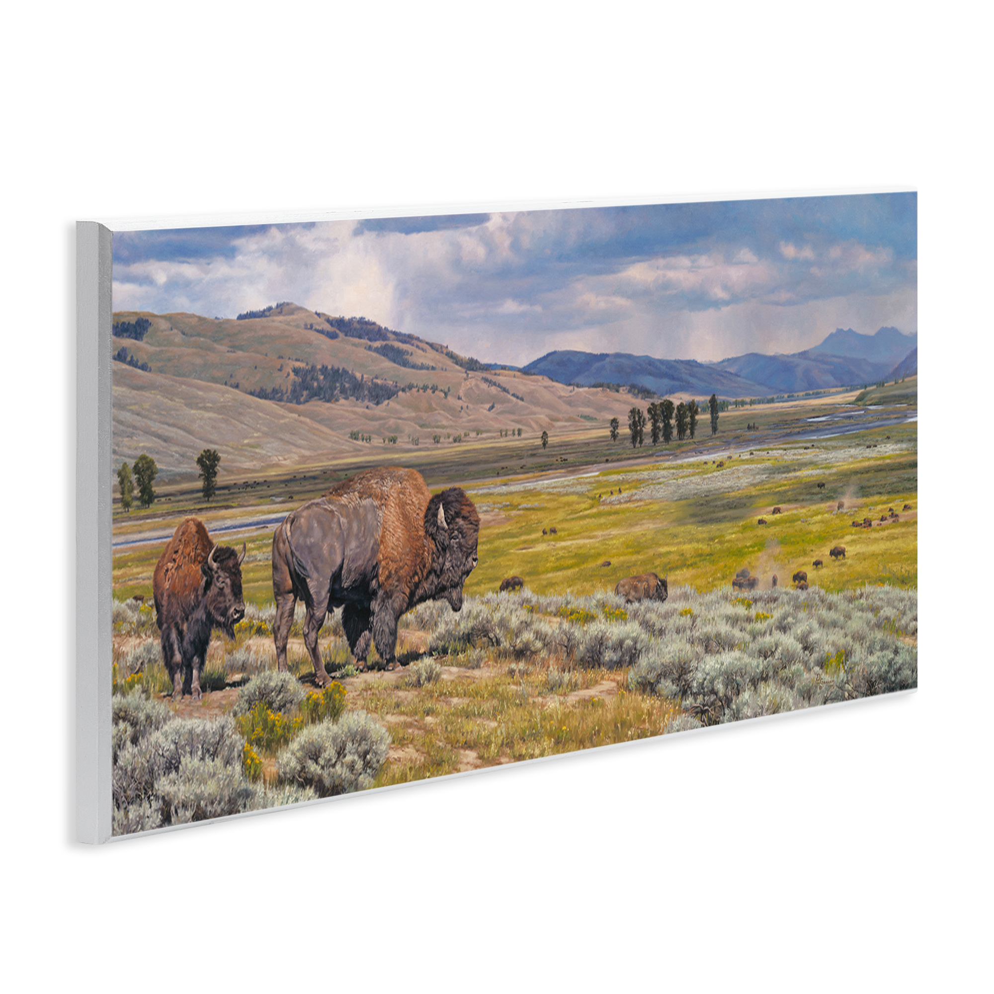 Stupell Industries Roaming Southwestern Bison Landscape Painting Unframed Art Print Wall Art, 17 x 7