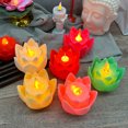 thumbnail image 2 of Lámpara de loto de Buda del templo, lámpara de vela electrónica LED, lámpara de vela con forma de flor artificial con bendición y deseos, linterna, 2 of 3