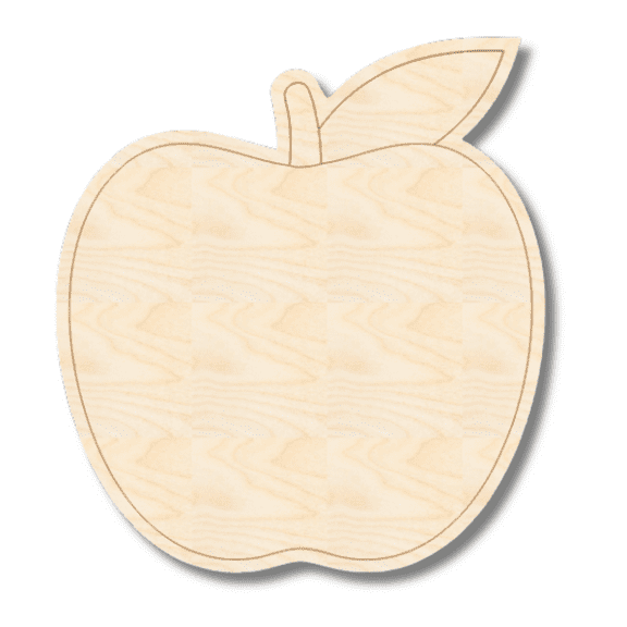 Unfinished Wood Etched Apple Shape 12" / 1/4"
