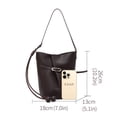 thumbnail image 6 of Genuine Leather Bucket Bag, Women's Grainy Drawstring Shoulder Crossbody Handbag Purse, 6 of 9