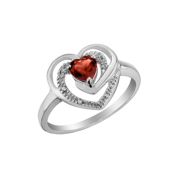 1/3 Carat (Ctw) Garnet Heart Ring in Sterling Silver