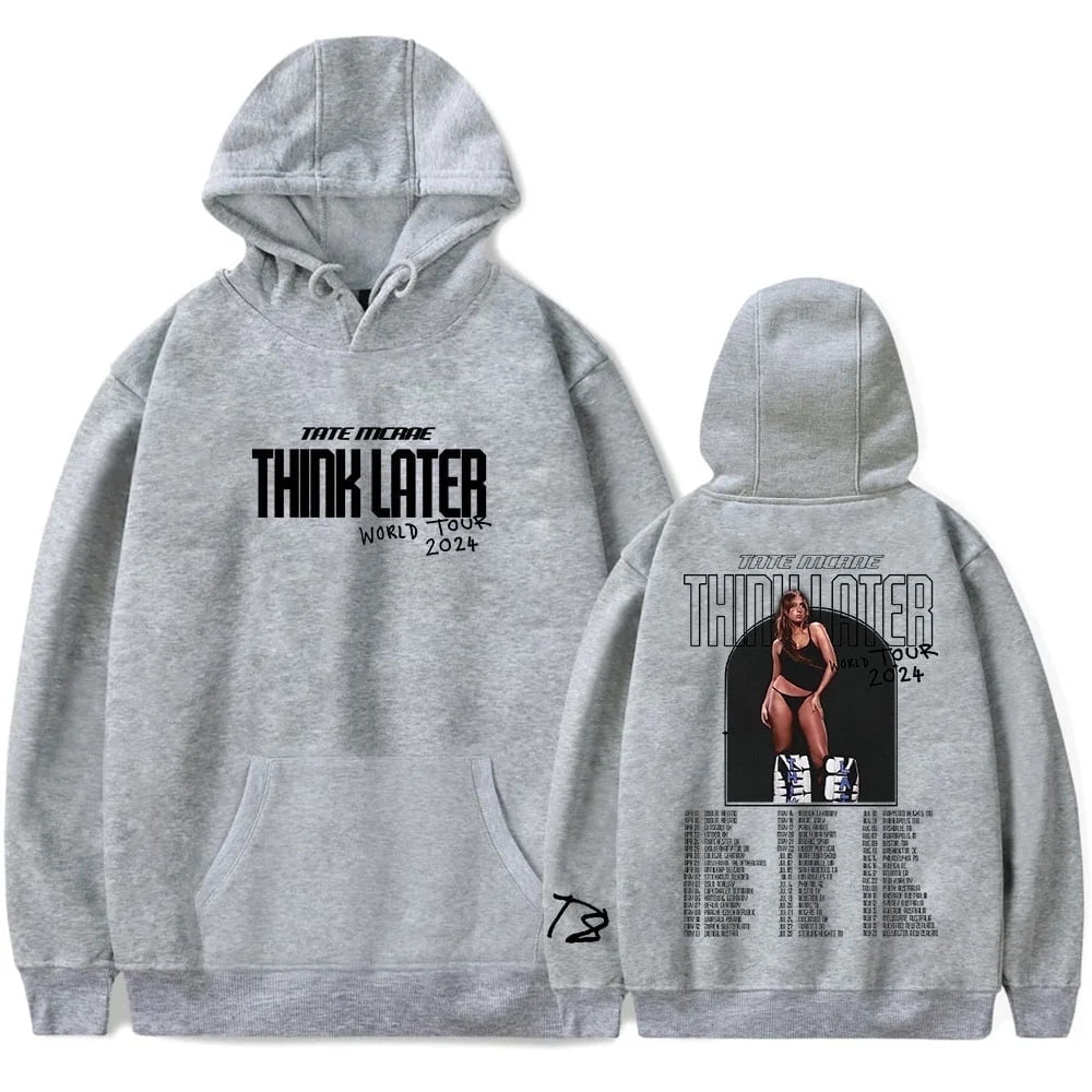 Tate McRae Hoodies Merch 2024 Think Later World Tour Long Sleeve