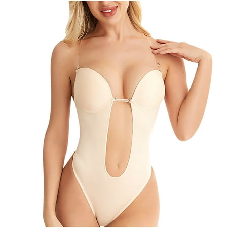 TMOYZQ Woman s Backless Teddy Babydoll Bodysuit Comfortable Hollow Out Deep-V High Cut Thong Lingerie Cross Straps Push Up Bra Corset