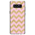thumbnail image 1 of DistinctInk Clear Shockproof Hybrid Case for Samsung Galaxy Note 8 - TPU Bumper, Acrylic Back, Tempered Glass Screen Protector - Pink & Gold Print - Chevron Pattern, 1 of 5