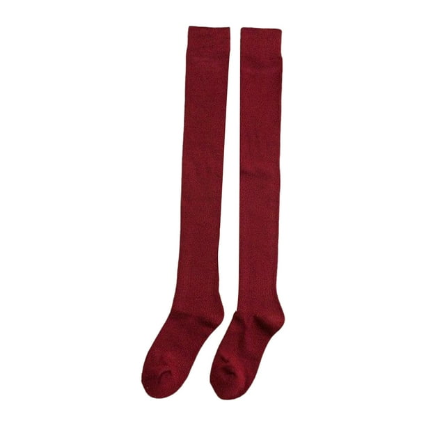 Medias largas para mujer Minnieouse Otoño Invierno por encima de la rodilla Vino rojo