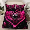 thumbnail image 2 of Feelyou Love Heart Angel Twin Sheet Sets, Valentine's Day Couple Bedding, 3pcs, 2 of 7
