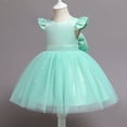 thumbnail image 4 of MEZZALL Toddler Girls Dress Performance Dress Party Dress Bow Mesh Skirt Princess Dress Flower Girl Dresses Cozy Sundress, Green, 4-5 Years, 4 of 4