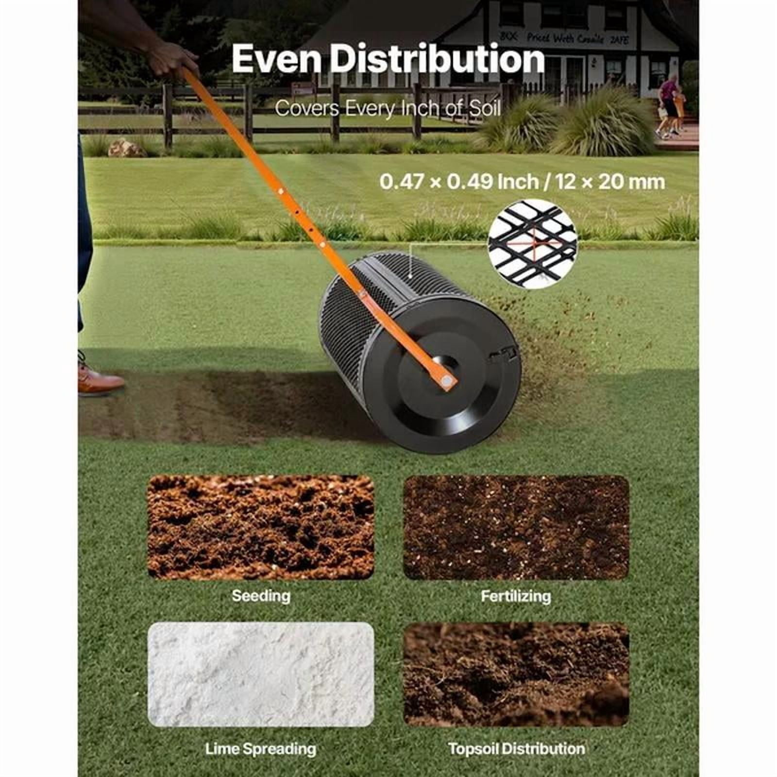 Compost Spreader, Peat Moss Spreader with T Shaped Handle, Adjustable, Powder-Coated Steel Garden Peat Moss Roller, Heavy Duty Grass Seed Spreaders for Planting Seeding
