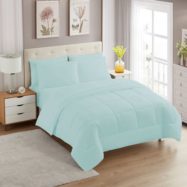 Set de edredón Sweet Home Collection Aqua King, 7 piezas