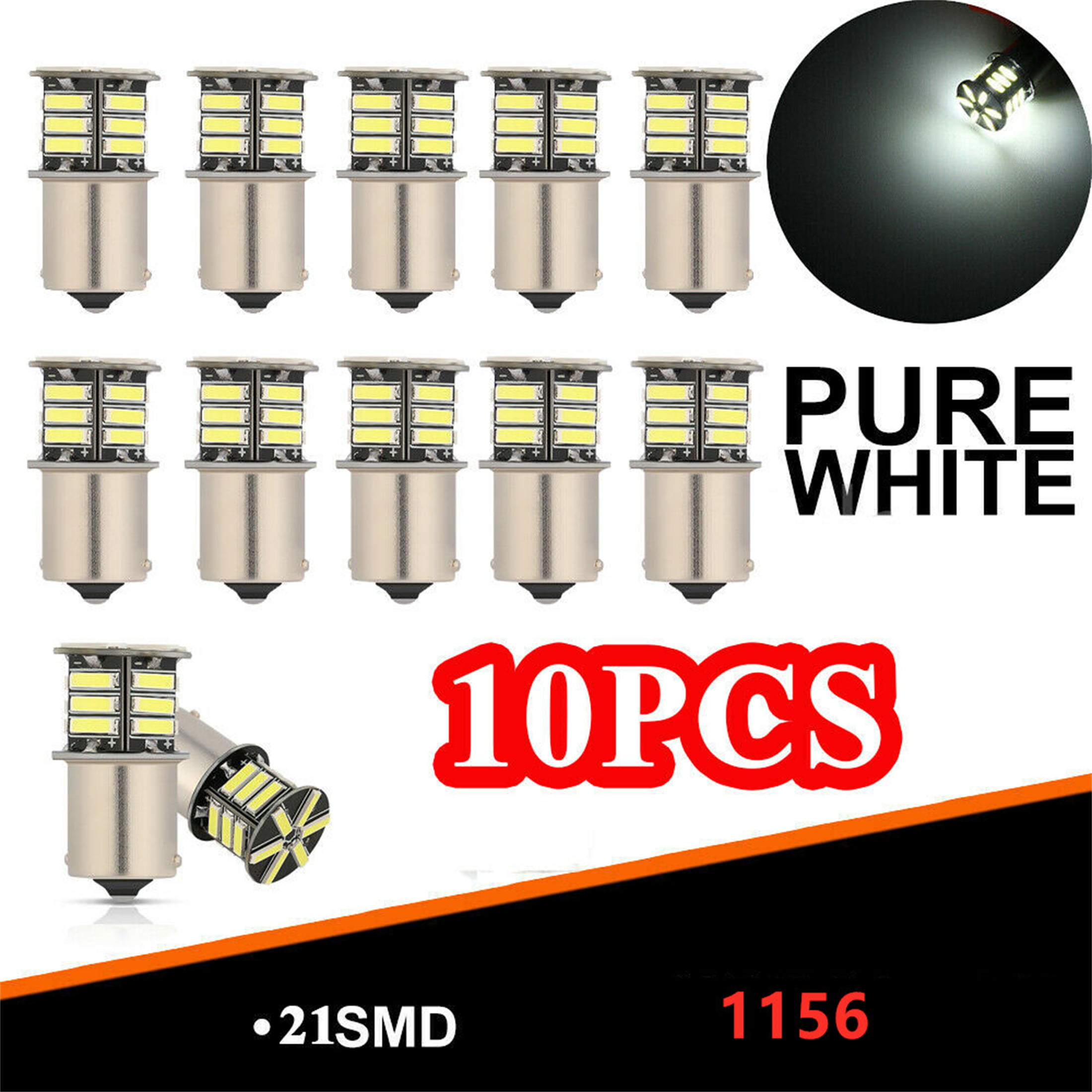 10X 6000K White 1156 BA15S P21W 64-SMD LED Parking/Tail Interior Light Bulb 1141 