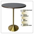 thumbnail image 6 of LeisureMod 27" Round Bar Height Dining Table with MDF Top Pub Table and Gold Stainless Steel Pedestal Base for Modern Kitchen and Dining Room Verve Collection in Dark Maple, 6 of 9