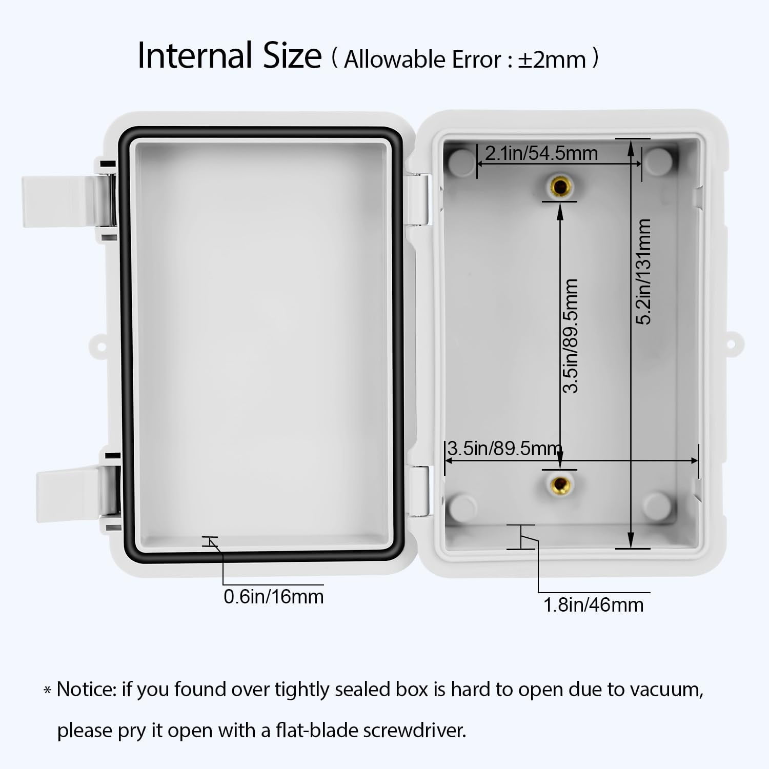 Junction Box, ABS Plastic, IP65 Waterproof Dustproof Universal Electrical Enclosure, Hinged Shell Outdoor and Indoor Usage Project Box, 5.9"x 3.9"x 2.8"(150x100x70mm), Grey