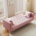 thumbnail image 5 of Glavbiku 71inch Convertible Love Seat Sofa,Retro Velvet Sofa Bed for Small Living Room,Pink, 5 of 14