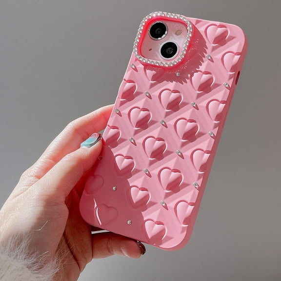 iPhone 12 Pro Max Case Glitter, Stylish Heart Bling Design Soft TPU Back Cover Shockproof Anti-Scratch Bumper Phone Case for Apple iPhone 12 Pro Max Pink