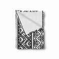 thumbnail image 2 of Folk Soft Flannel Fleece Throw Blanket, Old Vintage Swirls Leaf Abstract Composition with Vertical Borders, Cozy Plush for Indoor and Outdoor Use, 70" x 90", White Black, by Ambesonne, 2 of 6