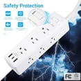 thumbnail image 3 of Tomas múltiples Clear Power con cargadores USB-A de 2 puertos y USB-C de 1 puerto, enchufe plano, estación de carga para el hogar y la oficina, 3 of 5