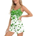 thumbnail image 4 of Tnhcen Women's St. Patrick's Day Shamrock Print Satin Pajama Set - Cami Top + Elastic Waist Shorts Sleepwear Loungewear, Soft Stretchy Fabric, S-2XL, 4 of 4