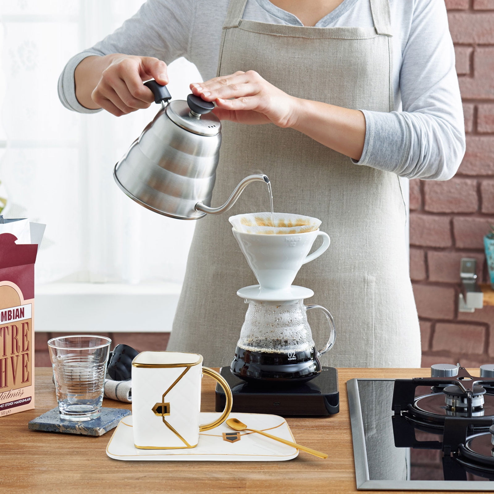 MVSR Coffee Mug Set Tea Cup Handbag Styling Ceramic Coffee Cup  Cappuccino Cup Cute Cups with Spoon, 310ml (Pink): Cup & Saucer Sets