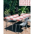 thumbnail image 3 of Strawberry Rectangle Tablecloth, Waterproof Elastic Fitted Table Covers for 6 Foot Tables, 32x72inch Decorative Tablecloths for Picnic, Camping, Indoor, Outdoor, Watercolor Red Pink Summer Fruits, 3 of 6