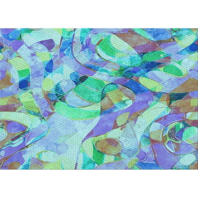 Ahgly Company Tapis d'Intérieur Lavables en Machine Rectangle Transitionnel Vert Turquoise, 2' x 3'