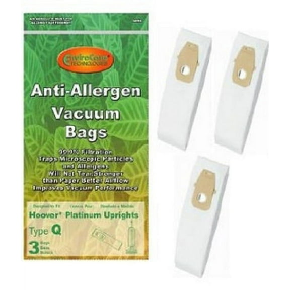 Replacement Part For Hoover Platinum Collection Lightweight Upright Type Q Disposable Hepa Bags 3 Pk Generic - A890