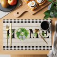 thumbnail image 2 of Rustic Home Placemats Set of 4, Eucalyptus Leaves Floral Wooden Buffalo Plaid Placemats for Dining Table, Place Mats for Kitchen Tabletop, Waterproof Wipeable Dining Table Mats Set, 2 of 9