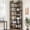 Black + Retro Colors 7 tier, variant on Danolapsi Corner Bookshelf 86" L Shaped Bookcase, h Shaped Bookshelf Arched 7 Tier Shelf, Large Bookcase with Metal Frame, Helf Corner Display Rack for Living Room Bedroom