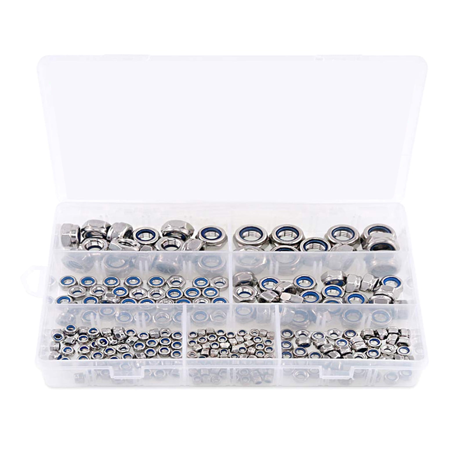 250Pcs 3/4/5/6/8/10/12mm Metric Lock Nut Nylon Insert Nut Stainless Steel Hexagon Locknuts Hardware Easy to Use