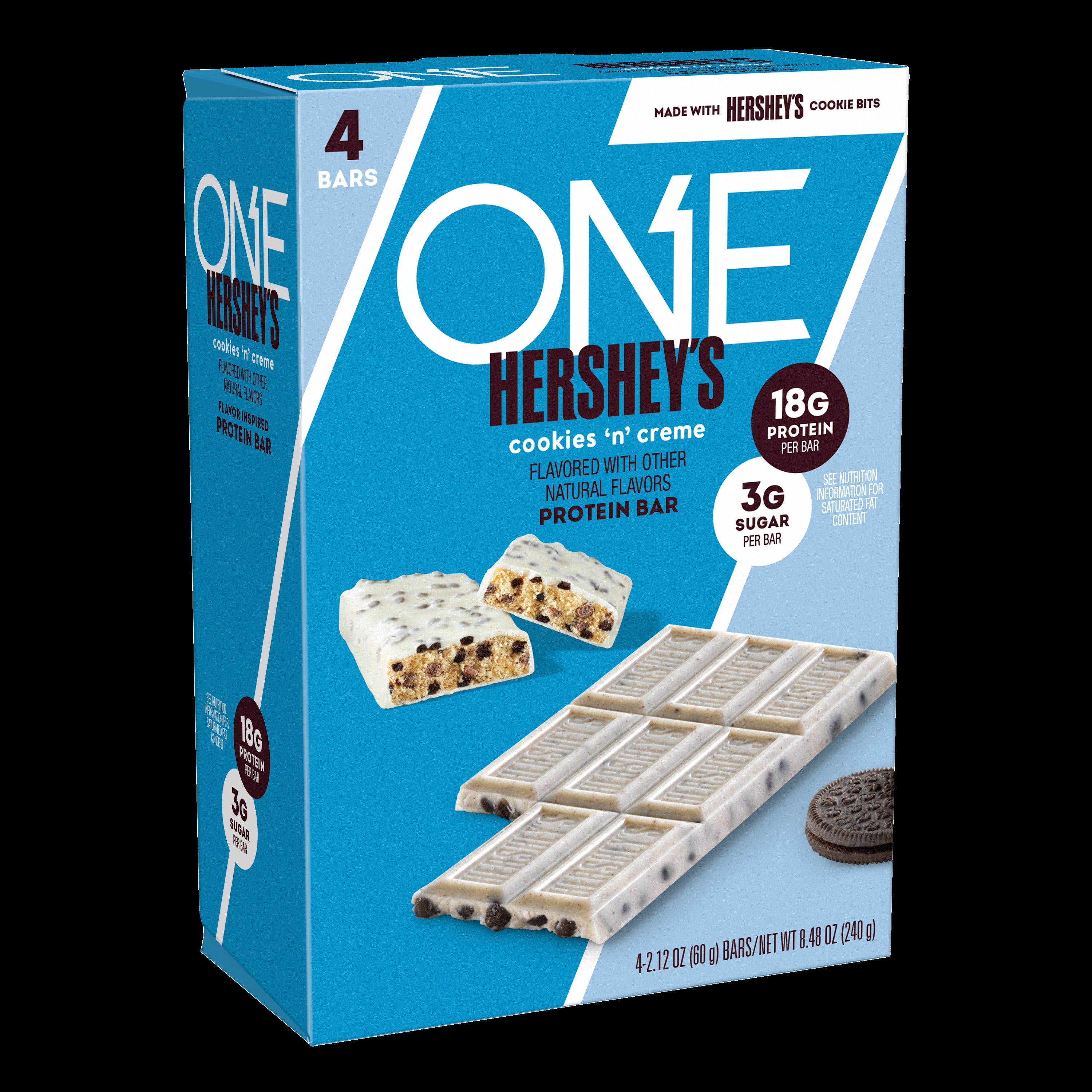 ONE Brands x Hershey Cookies n Creme Protein Bar, 18g Protein, 4 pack