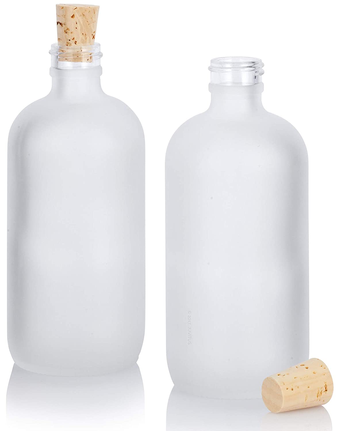 250 ml 8.5 oz Empty Boston Round Glass Bottle with Glass Stopper
